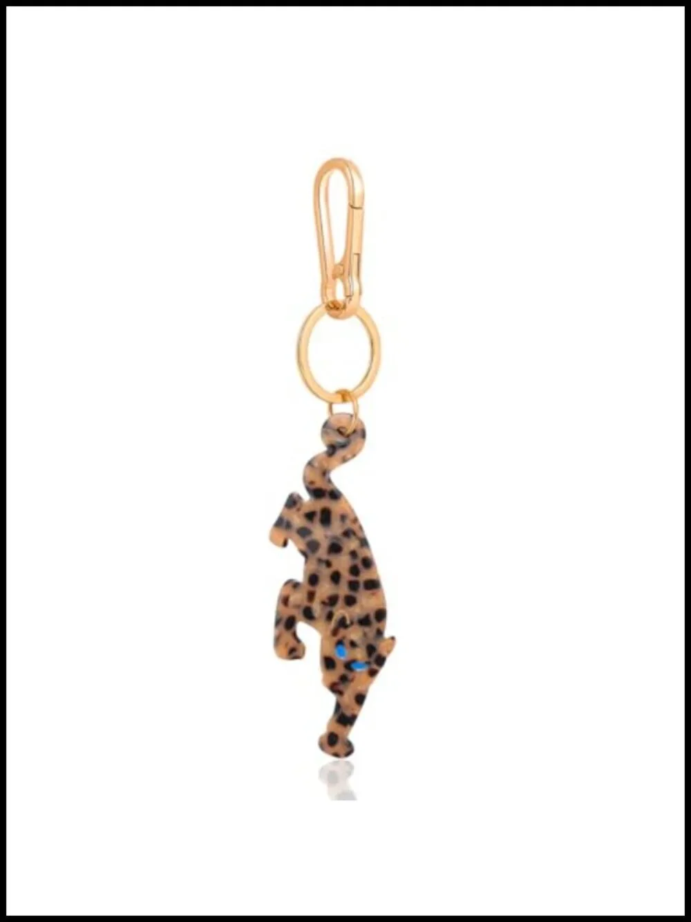Acetate Leopard Bag Charm Keychain with Gold Clasp and Carabiner
